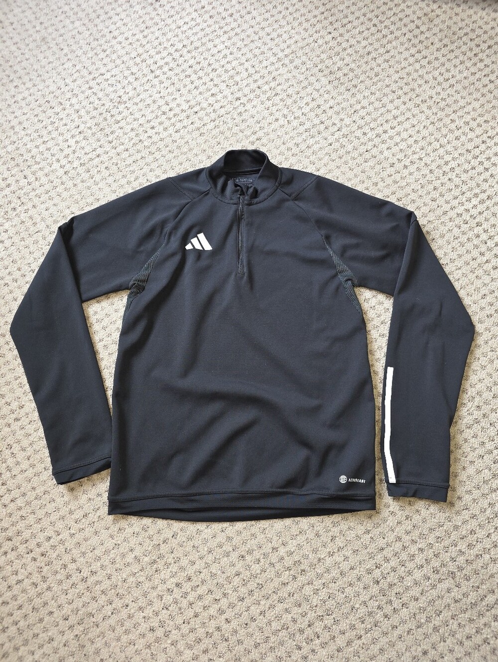 adidas Black Long-Sleeve Quarter-Zip Performance Top